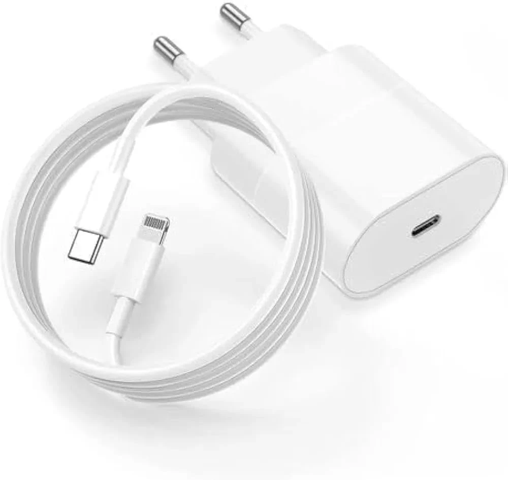 20W Fast Charging Adapter compatible with iPhone, USB-C, Includes 1M Cable